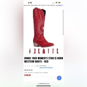 Gently worn suede Dingo 1969 Women’s star is born red cowboy boots